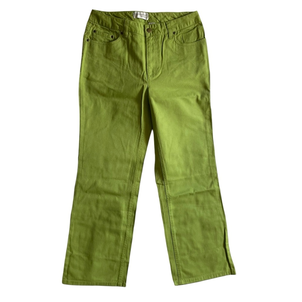 REAL COMFORT By CHADWICKS High Waist Denim Jeans Wide Leg Lime Green Size 10P